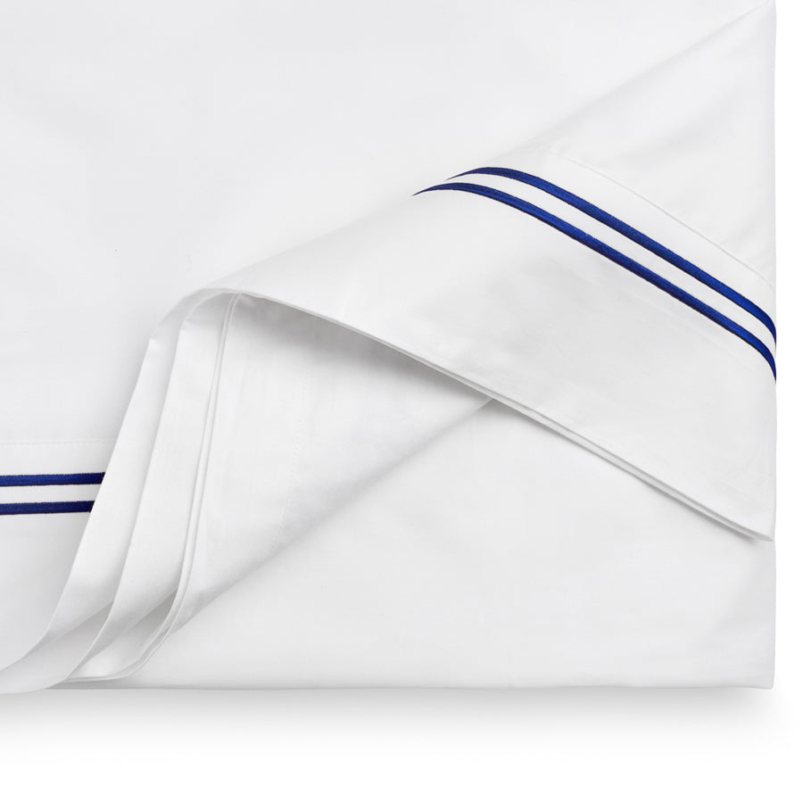 Navy Classique Flat Sheet - high-quality bedding crafted from 100% white cotton sateen with crisp, clean lines in a dark Navy colourr