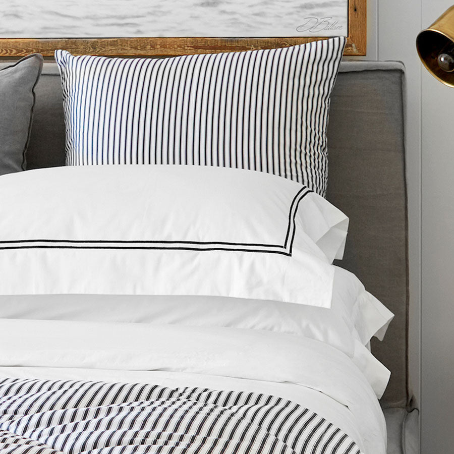 Tailored Pillowcases with Rear Envelope-Style Closure and Flange Border by Flaxfield Linen