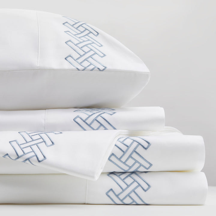 Siena Blu embroidered flat sheet set