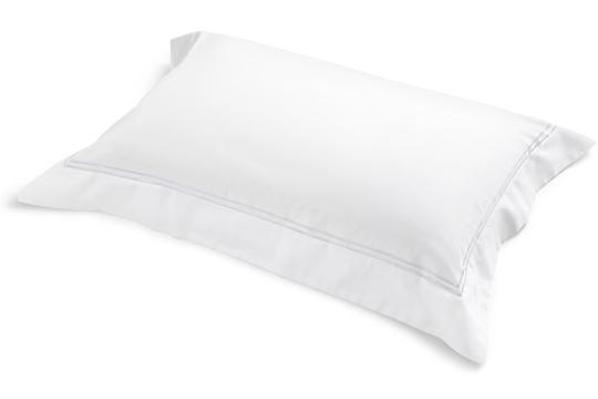 Classique King Pillowcase in white cotton sateen with dual satin-stitch embroidery, displayed on a white background