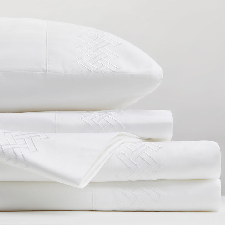 Siena white on white embroidered sheet set